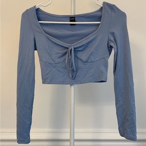 blue long sleeve crop top